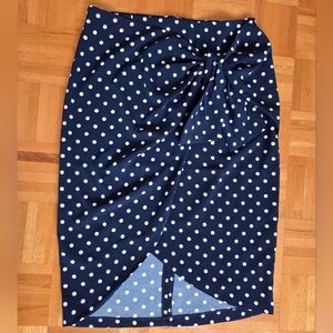 Dynamite Navy and White Polka Dot Skirt With Front Tie Detail